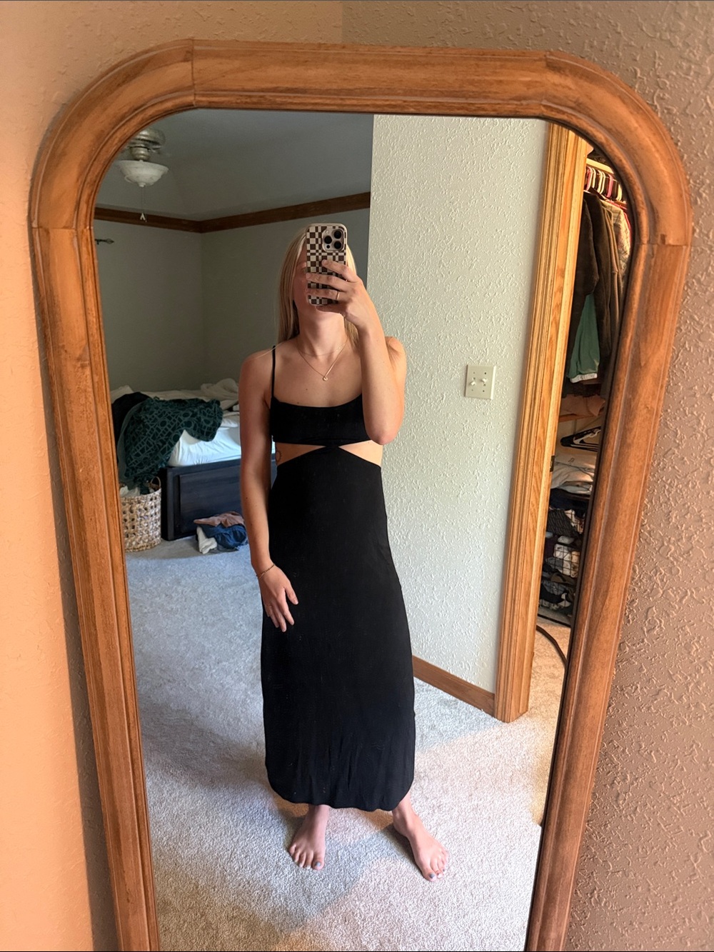 Free People Black Cutout Spaghetti-Strap Maxi Dress